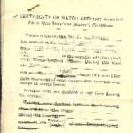 Watch Certificate for the Cape Howe