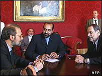 سولانا و لاریجانی در لیسبون