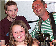 Perry the Busker with his daughter Morgan and Kev