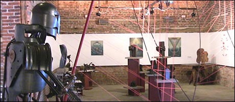 The Art-On-The-Edge exhibition at Glebe farm barn in Carleton Forehoe, Near Barnham Broom in Norfolk