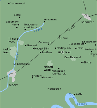 Map showing River Somme and surrounding area