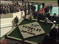 Flowers beneath the royal box at Wembley