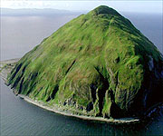 Aerial picture of the island showing its beauty and unusual shape