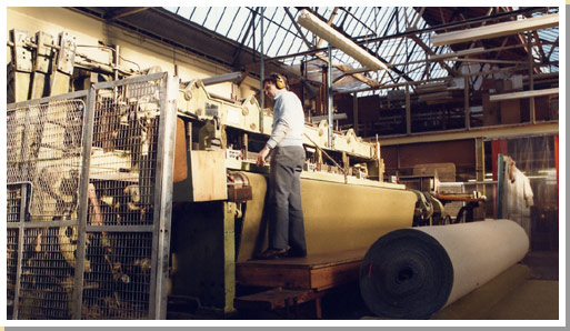 Photograph in Robert Docherty at his loom in the 1970s