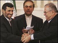 احمدی نژاد و طالبانی در بغداد
