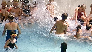 Children playing in a swimming pool