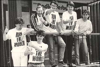 BBC Radio Derby presenters outside the building