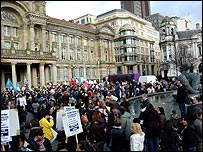 The unions' rally filled Victoria Square