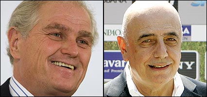 Ramón Calderón, presidente del Real Madrid, y Adriano Galliani, vicepresidente del AC Milan