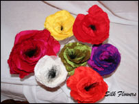Silk flowers used for hat decorations
