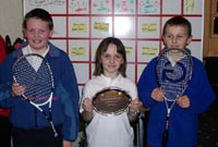 Berian, Dyfed a Nia (plant Annette Davies) mewn twrnament sboncen yn Abertawe 2004