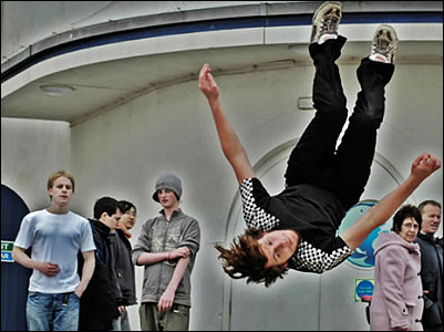Team PseudoFlux performing Parkour