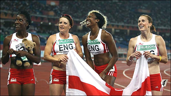 Abiodun Oyepitan, Katherine Endacott, Montell Douglas and Laura Turner of England