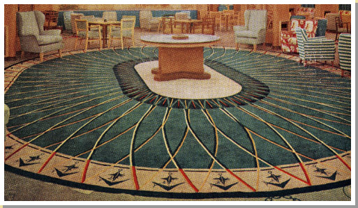 The 'first class' lounge on the liner Arcadia 1956 