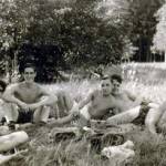 Four of the chaps from the other timber mill, Zwittau. Fellow on the extreme left is from our party. Killer McCappin.