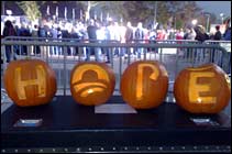 Halloween pumpkins with the letters HOPE carved in them