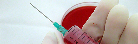 Syringe with blood