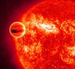 An artist’s impression of a transiting exoplanet, named 'HD 189733b'. (credit: ESA - C.Carreau)