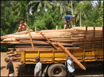 truck loaded with wood
