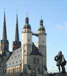 Handel - gerbron Eglwys y farchnad yn Halle