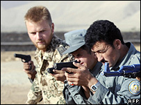 German military police training Afghan police (file pic)