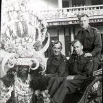 Photograph shows Frank Theaker’s father George Theaker, the soldier on the far left, being transported in a rickshaw by a Zulu in Cape Town, South Africa when on his way to India and on to Burma to serve with General Wingate’s Chindits. George had undergone training in Ireland.