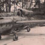 Fred Crowther sat in a flying bomb, Donnenberg, 1947