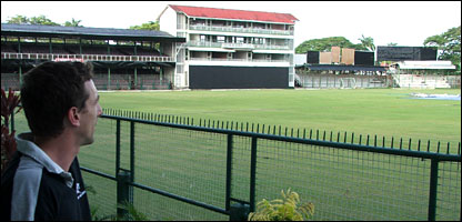 Surveying Bourda in this photo taken by Richard Sydenham