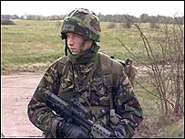Trainee Tim in army kit