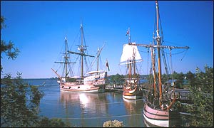 Gosnold's ships at Jamestown, Virginia.