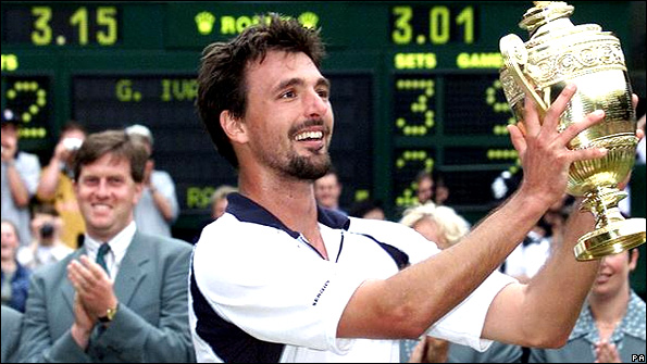 Goran Ivanisevic after winning Wimbledon