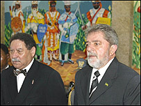 Lula e o presidente de São Tomé e Príncipe, Fradique de Menezes