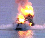 Explosives were detonated on board