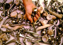 A pile of hip replacements