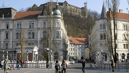 General view of the main town square of Ljubljana, capital city of Slovenia. copyright BBC / Fred Adler