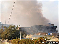 Guesthouse on fire, Kabul