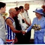 62 years after being evacuated Jimmy meets HM the Queen during her visit to Much Wenlock in 2003 (Photograph reproduced withe the kind permission of the "Shropshire Star")