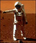 Mock up of astronaut on Mars