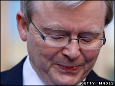 Kevin Rudd speaks during the press conference on 24 June 2010