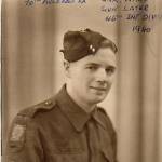 April 11, 1940 - Photograph of Gunner Arthur Ward after passing the gun laying test, the oak tree is the insignia of the 46th Infantry Division, 70th Field Regiment Royal Artillery at Wyedale, Brompton Nr. Scarborough, North Yorkshire.