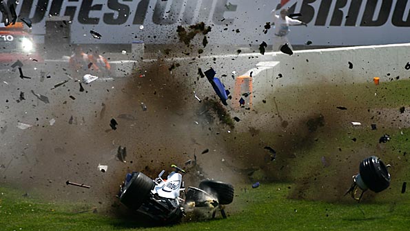 Robert Kubica crashes his BMW in the 2007 Canadian Grand Prix