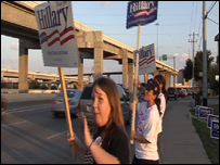 Austin'deki Hillary Clinton taraftarları