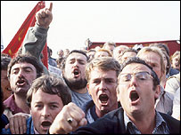 Striking miners protest