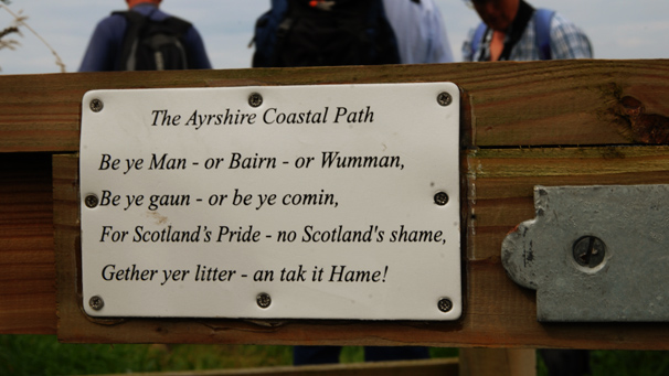 The Ayrshire Coastal Path sign