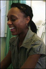 Natalie having her nails done