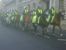 Police on horseback at Whitehall at 14.33pm 