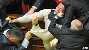 Fight in the Ukraine parliament