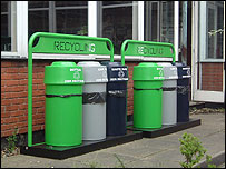 School's recycling bins