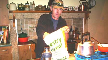 Tim making breakfast