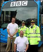 Ian and Paul with some smiling traffic wardens